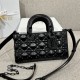 DIOR Medium Lady D-Joy Bag Black Cannage Calfskin with Diamond Motif