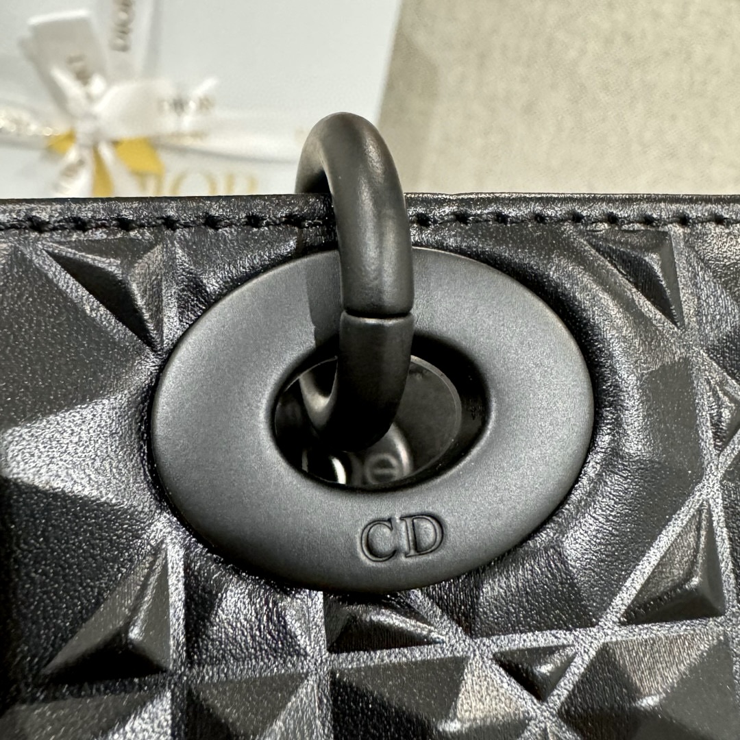 DIOR Medium Lady D-Joy Bag Black Cannage Calfskin with Diamond Motif