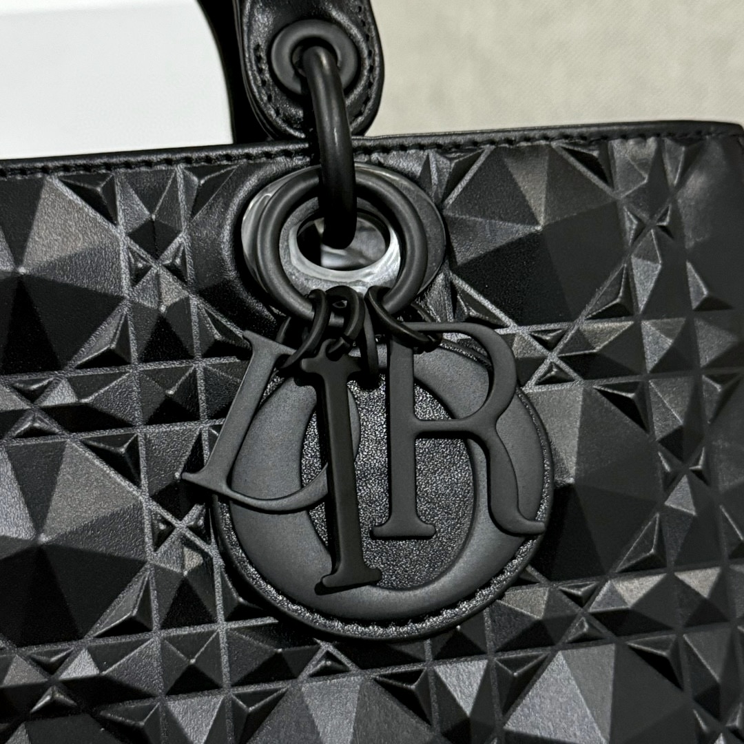 DIOR Medium Lady D-Joy Bag Black Cannage Calfskin with Diamond Motif