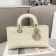 DIOR Medium Lady D-Joy Bag Latte Patent Cannage Calfskin Gold Hardware