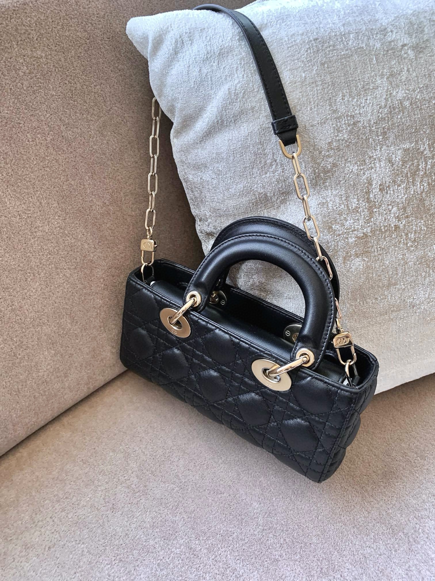 DIOR Small Lady D-Joy Bag Black Cannage Lambskin Gold Hardware