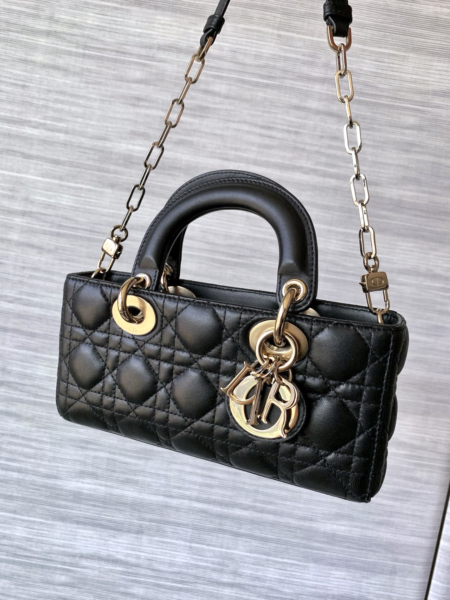 DIOR Small Lady D-Joy Bag Black Cannage Lambskin Gold Hardware