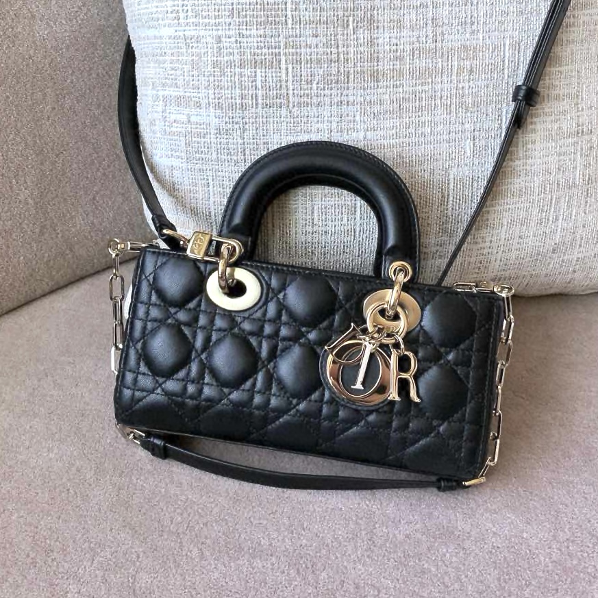 DIOR Small Lady D-Joy Bag Black Cannage Lambskin Gold Hardware