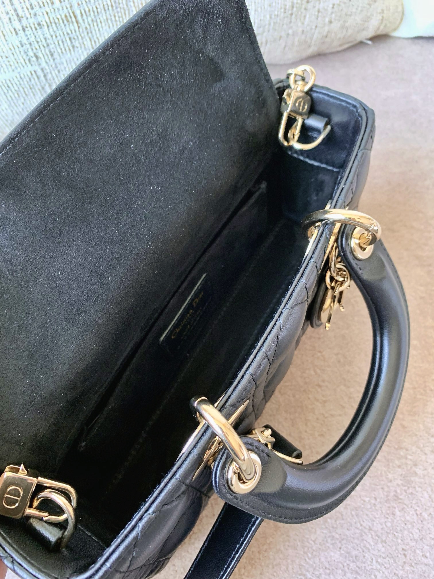 DIOR Small Lady D-Joy Bag Black Cannage Lambskin Gold Hardware