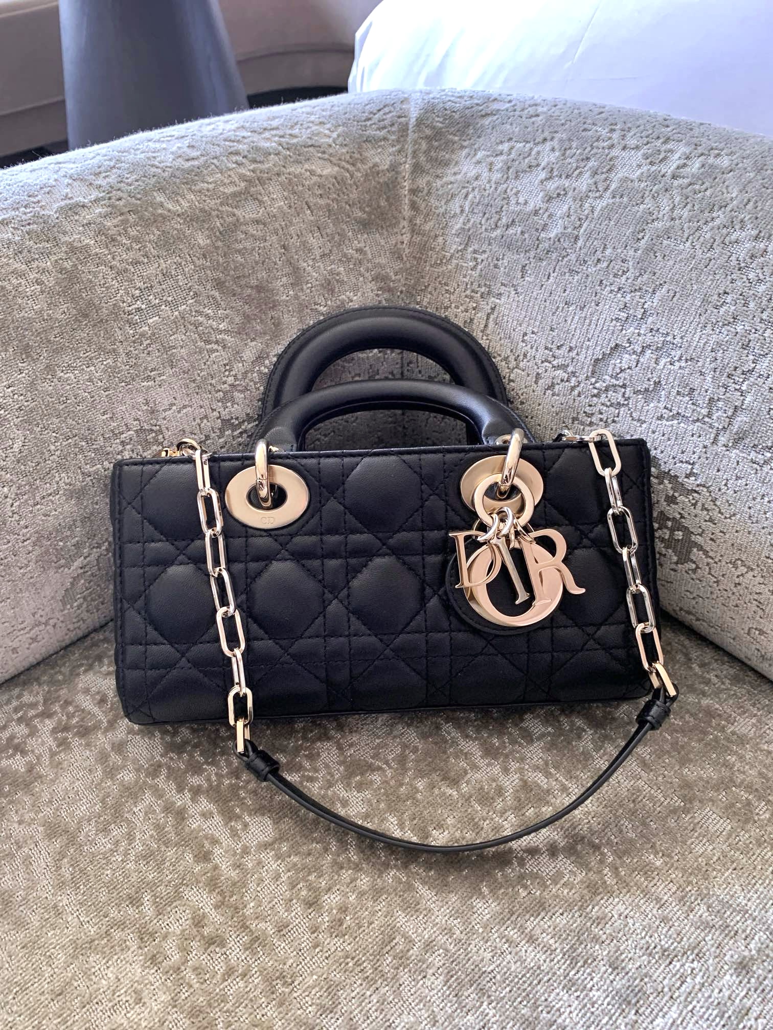 DIOR Small Lady D-Joy Bag Black Cannage Lambskin Gold Hardware