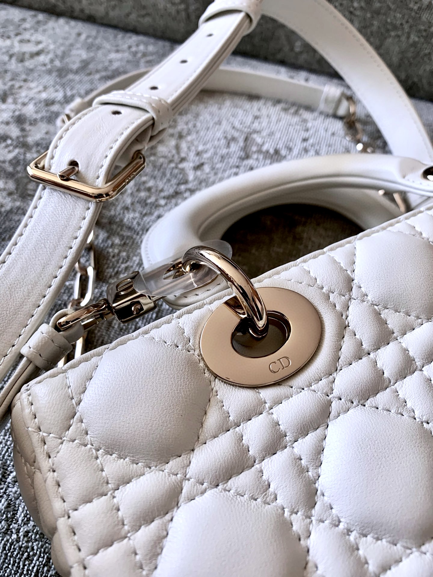 DIOR Small Lady D-Joy Bag Latte Cannage Lambskin Gold Hardware