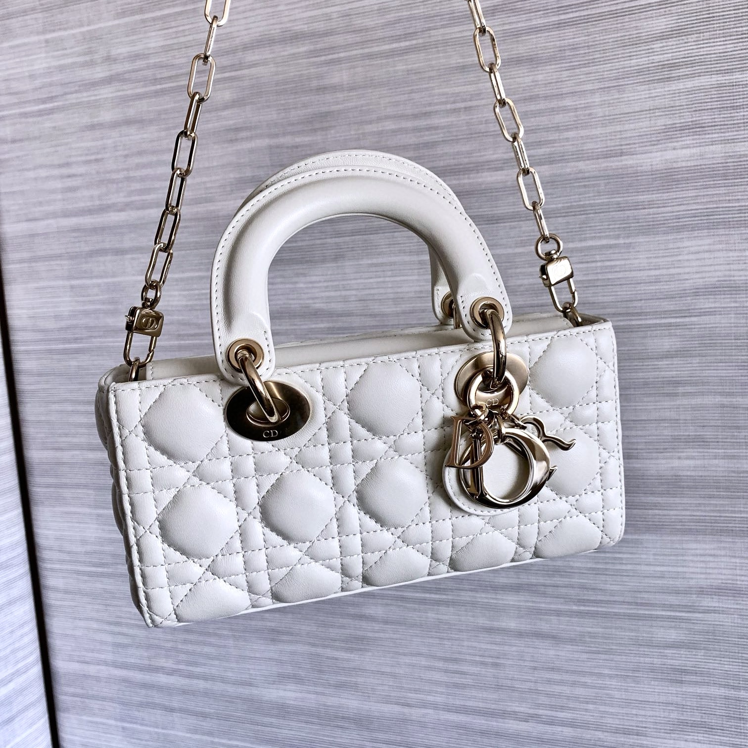 DIOR Small Lady D-Joy Bag Latte Cannage Lambskin Gold Hardware