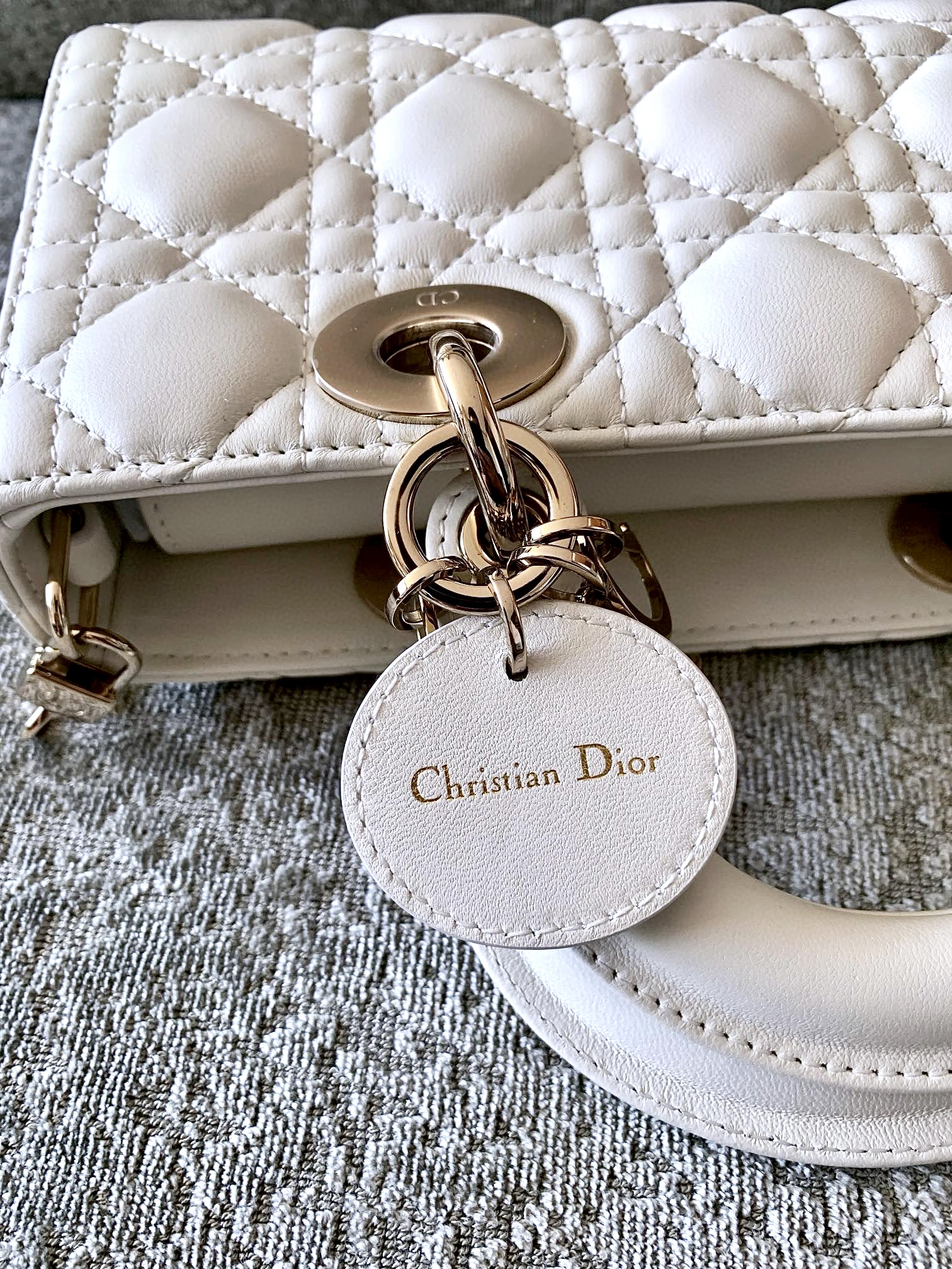 DIOR Small Lady D-Joy Bag Latte Cannage Lambskin Gold Hardware