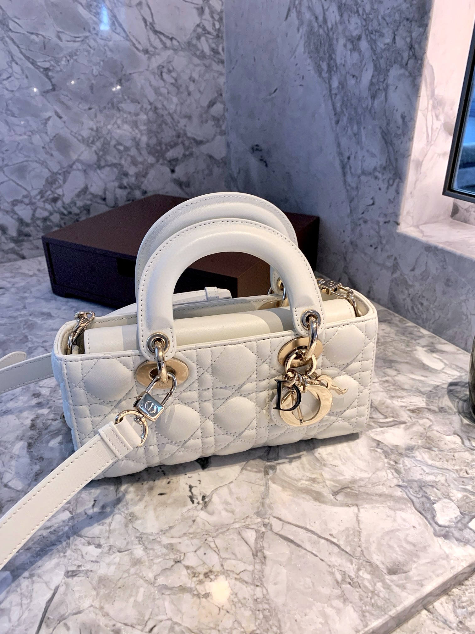 DIOR Small Lady D-Joy Bag Latte Cannage Lambskin Gold Hardware