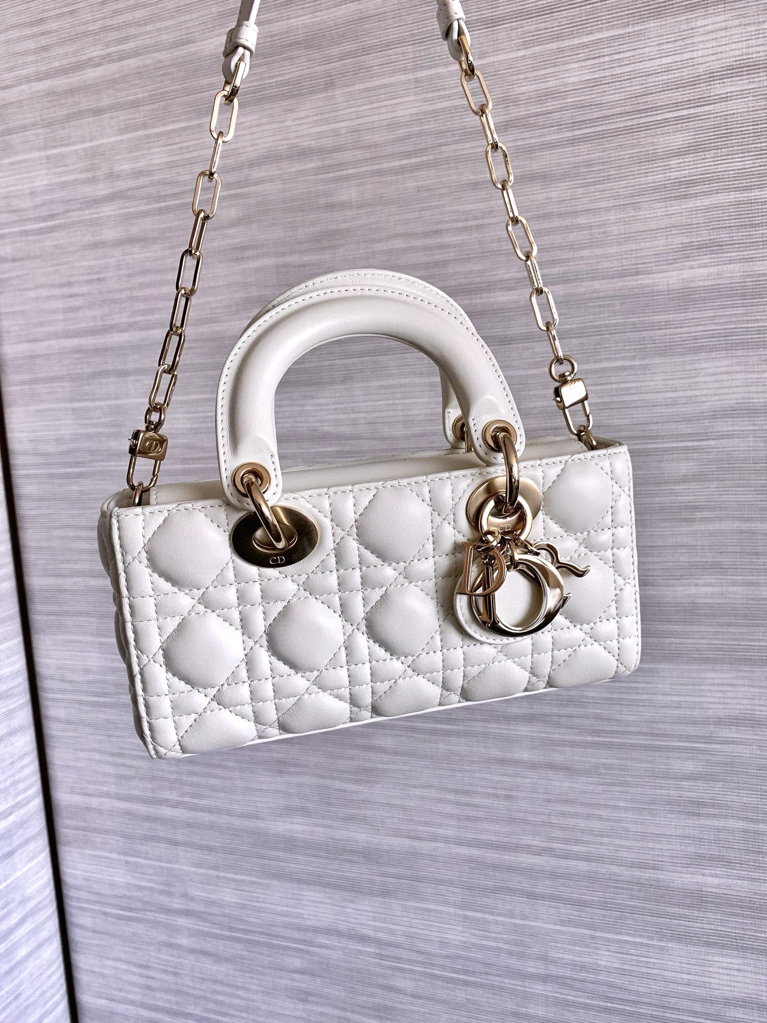 DIOR Small Lady D-Joy Bag Latte Cannage Lambskin Gold Hardware