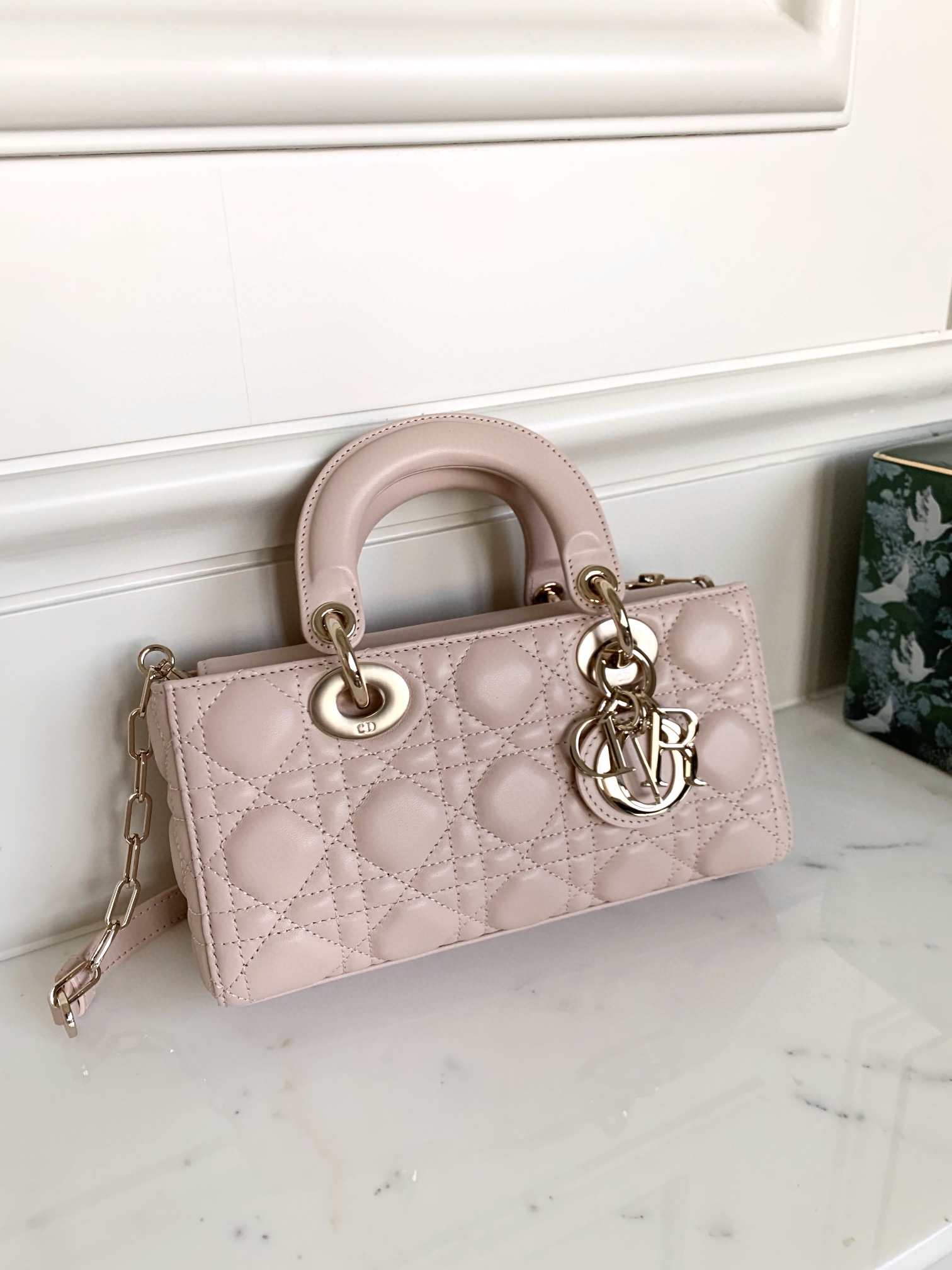 DIOR Small Lady D-Joy Bag Powder Pink Cannage Lambskin Gold Hardware