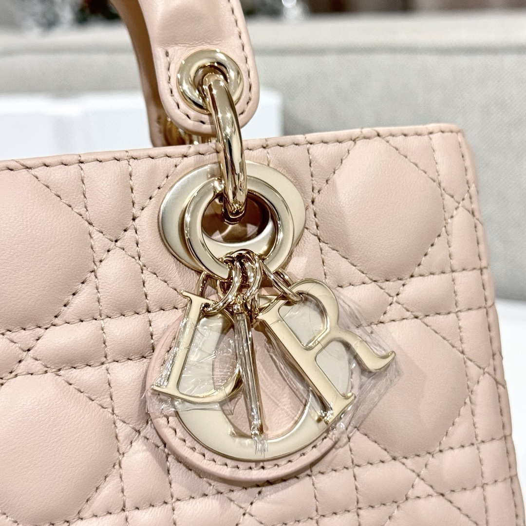 DIOR Small Lady D-Joy Bag Powder Pink Cannage Lambskin Gold Hardware