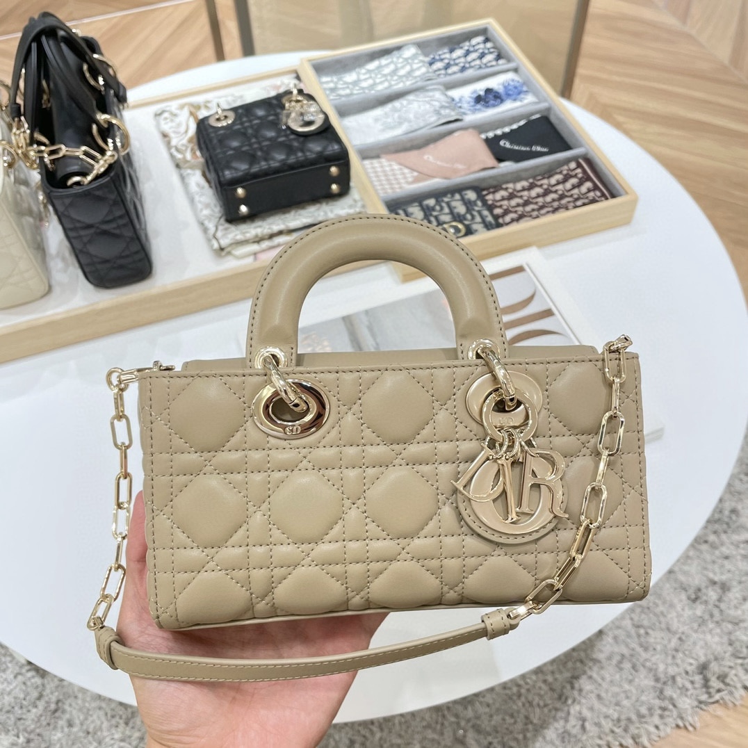 DIOR Small Lady D-Joy Bag Biscuit Cannage Lambskin Gold Hardware