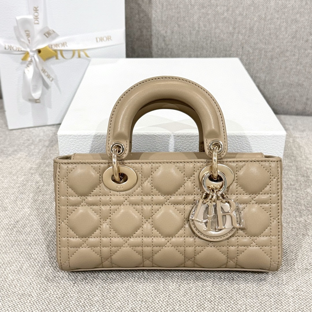 DIOR Small Lady D-Joy Bag Biscuit Cannage Lambskin Gold Hardware