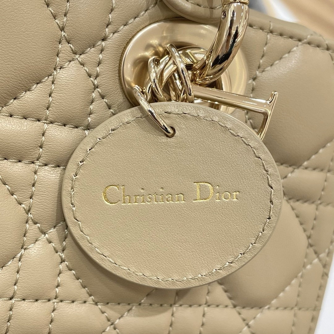 DIOR Small Lady D-Joy Bag Biscuit Cannage Lambskin Gold Hardware