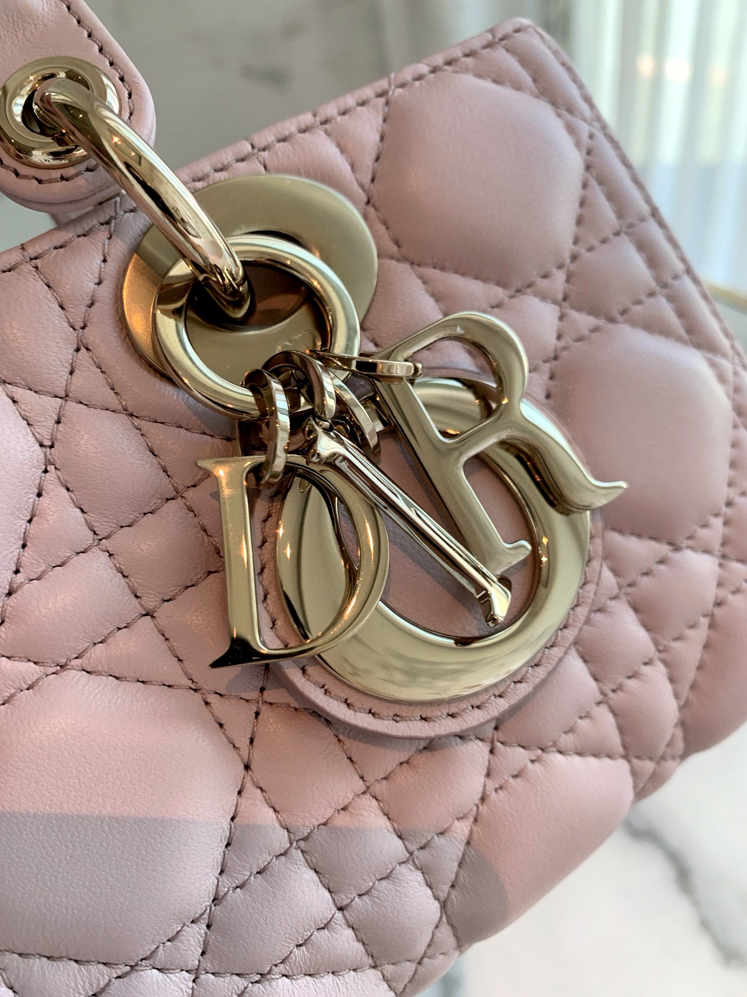 DIOR Small Lady D-Joy Bag Pale Pink Cannage Lambskin Gold Hardware