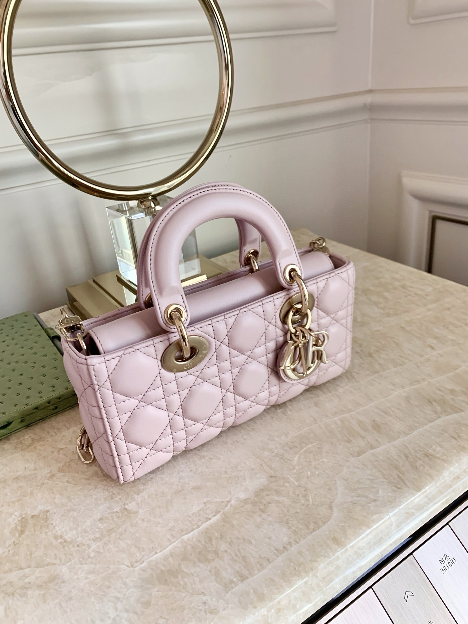 DIOR Small Lady D-Joy Bag Pale Pink Cannage Lambskin Gold Hardware