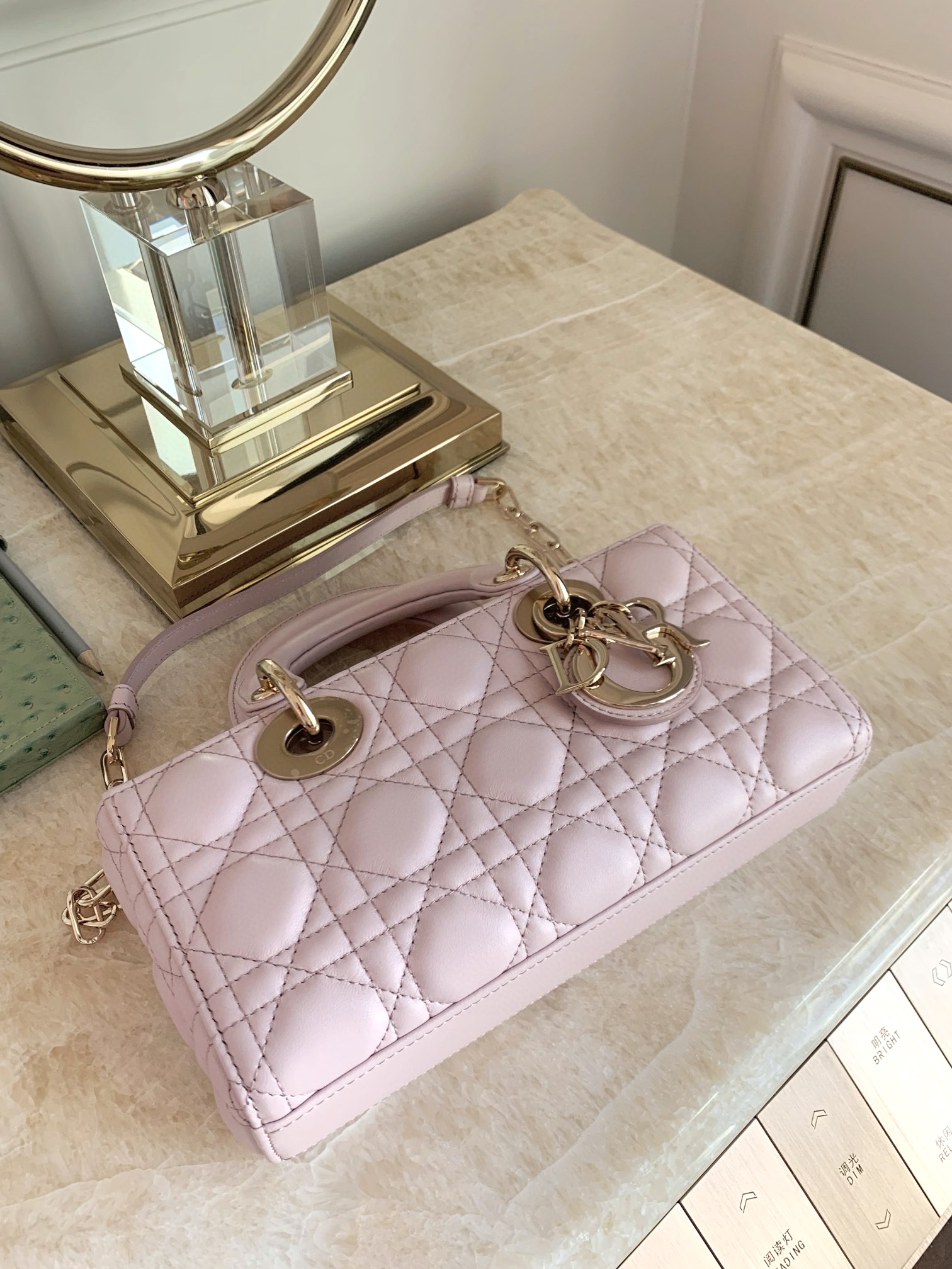 DIOR Small Lady D-Joy Bag Pale Pink Cannage Lambskin Gold Hardware