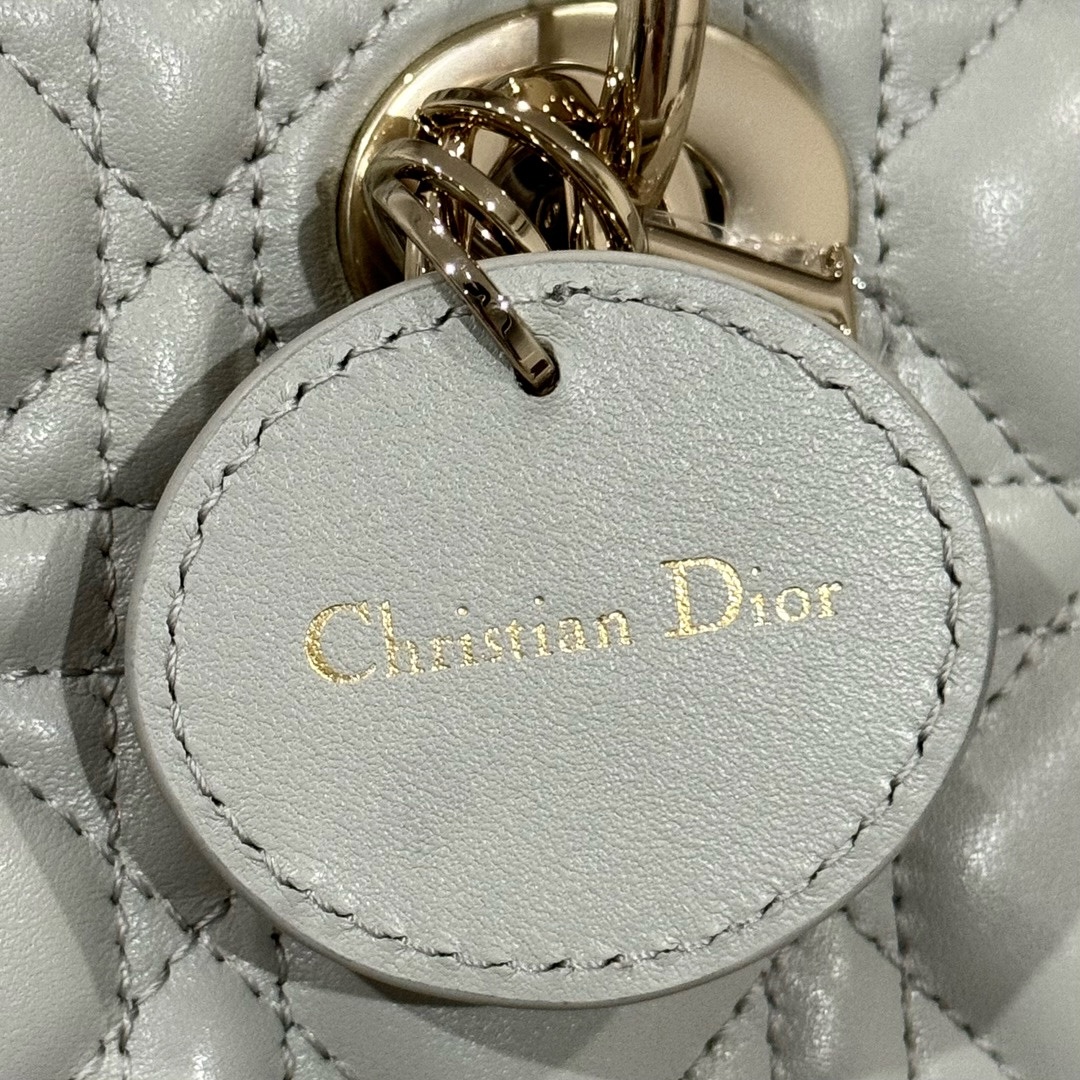 DIOR Small Lady D-Joy Bag  Cloud Gray Cannage Lambskin Gold Hardware