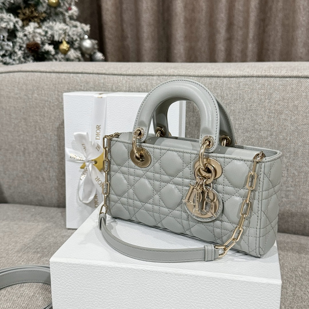 DIOR Small Lady D-Joy Bag  Cloud Gray Cannage Lambskin Gold Hardware