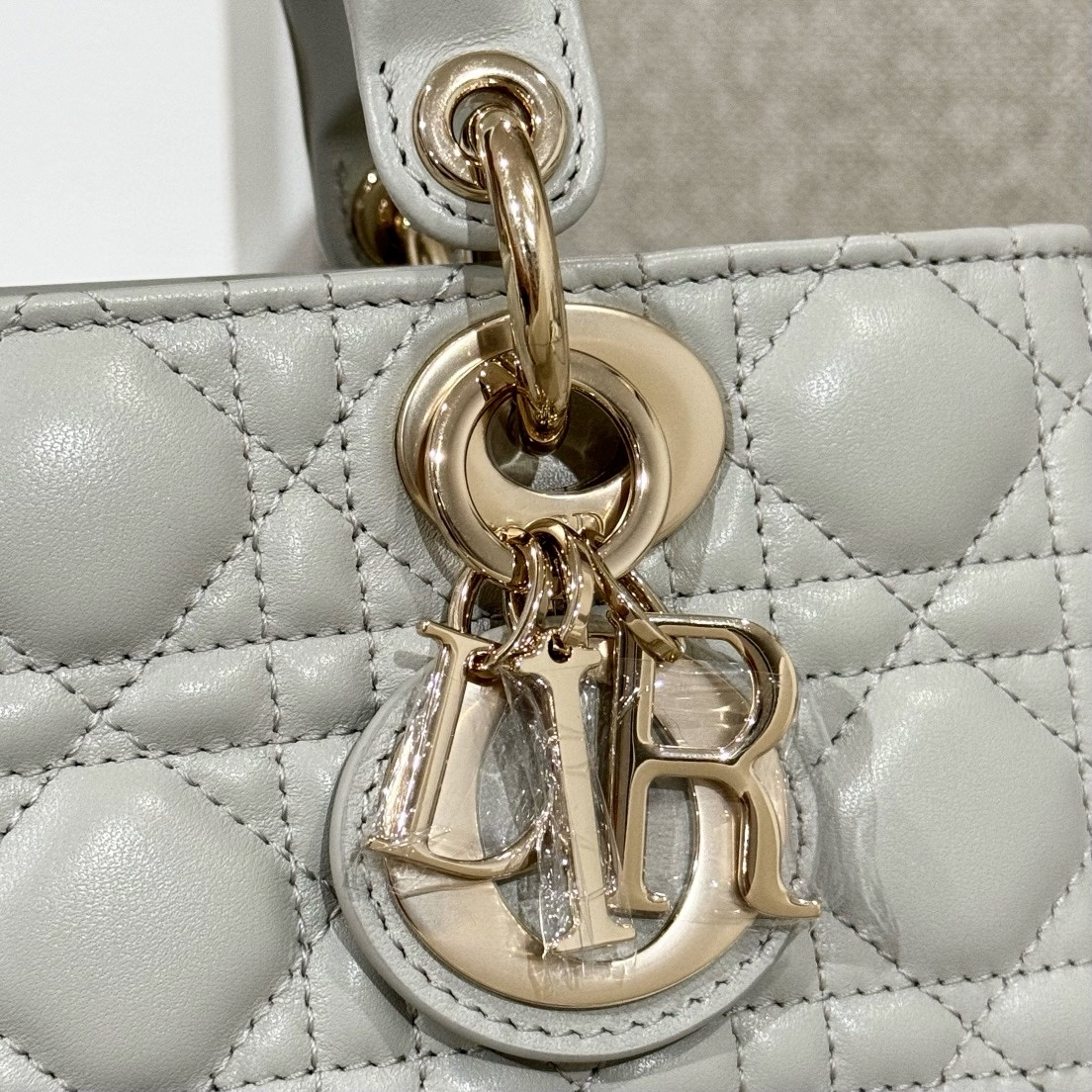 DIOR Small Lady D-Joy Bag  Cloud Gray Cannage Lambskin Gold Hardware