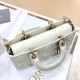 DIOR Small Lady D-Joy Bag Latte Patent Cannage Calfskin Gold Hardware