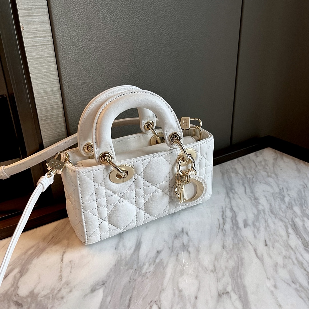 DIOR Lady D-Joy Micro Bag Latte Cannage Lambskin Gold Hardware