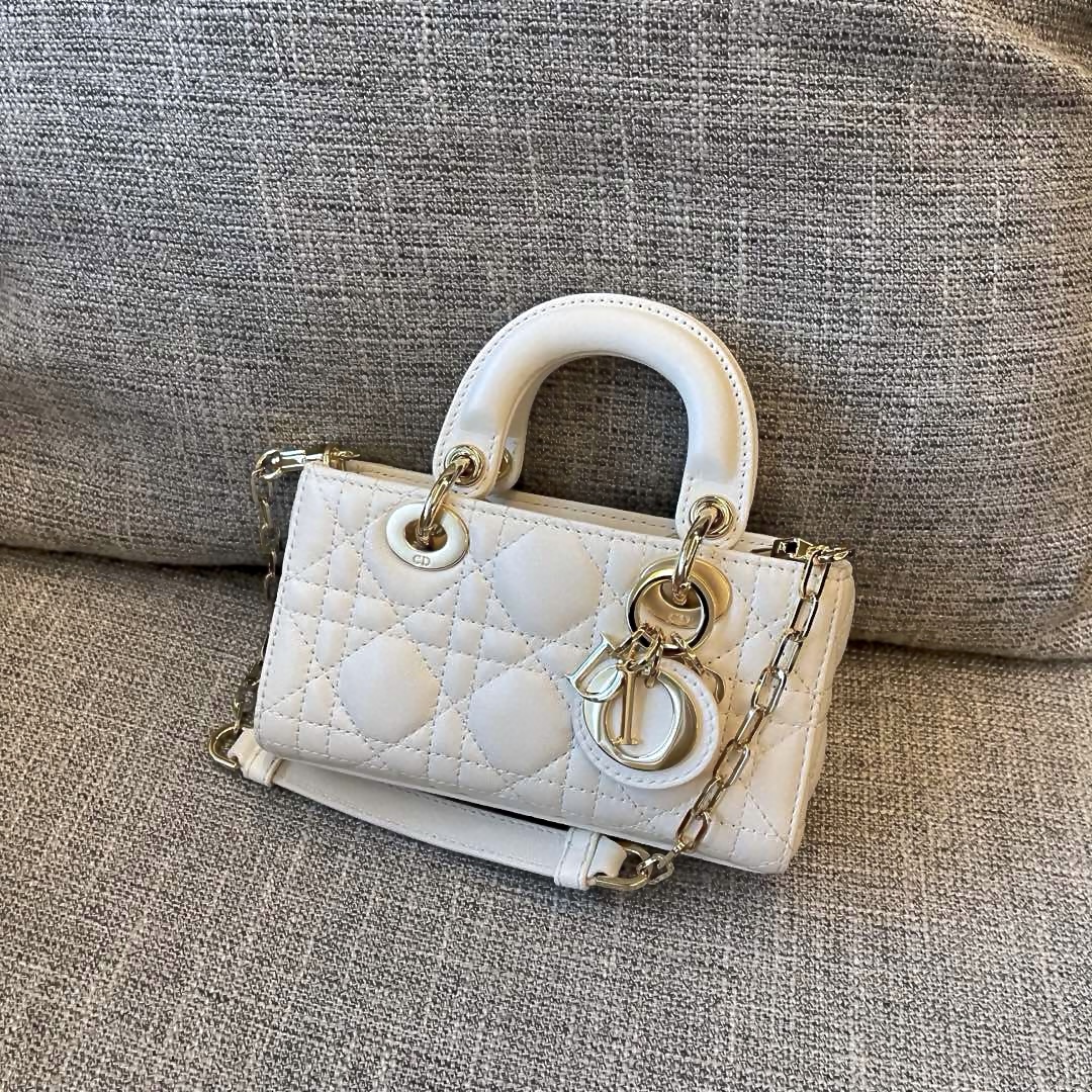 DIOR Lady D-Joy Micro Bag Latte Cannage Lambskin Gold Hardware