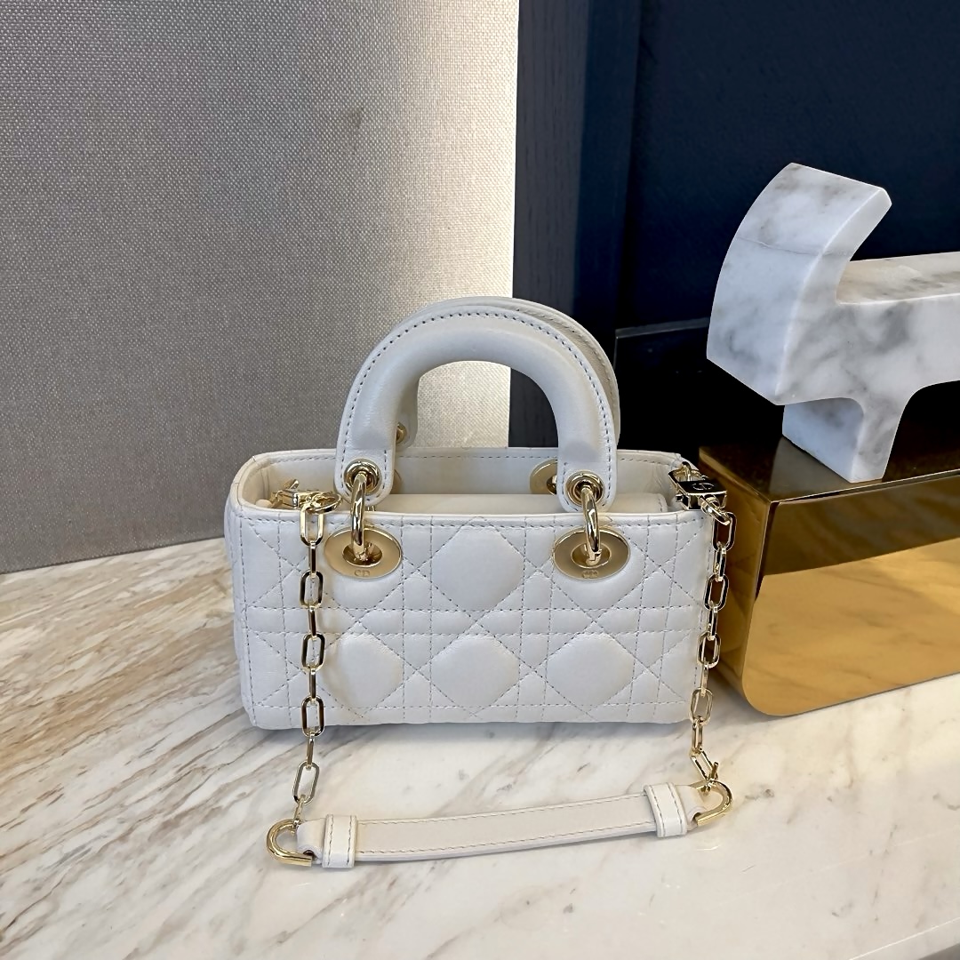 DIOR Lady D-Joy Micro Bag Latte Cannage Lambskin Gold Hardware