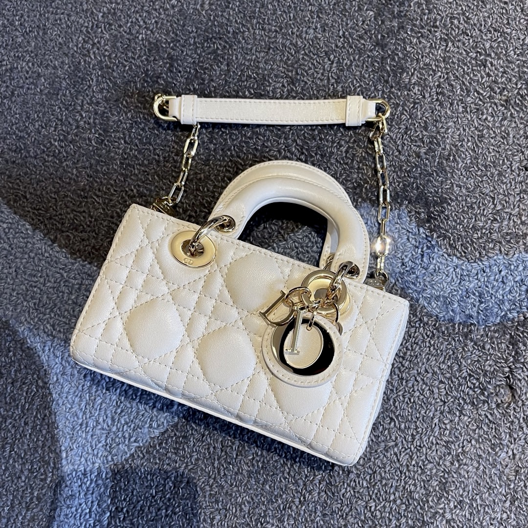 DIOR Lady D-Joy Micro Bag Latte Cannage Lambskin Gold Hardware