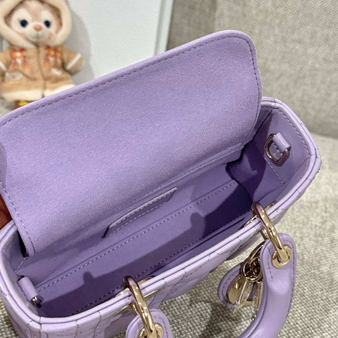 DIOR Lady D-Joy Micro Bag Lilac Cannage Lambskin Gold Hardware