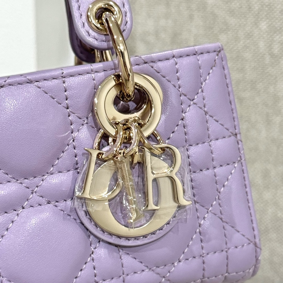 DIOR Lady D-Joy Micro Bag Lilac Cannage Lambskin Gold Hardware