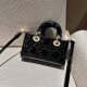 DIOR Lady D-Joy Micro Bag Black Patent Cannage Calfskin Gold Hardware