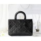 DIOR Medium Lady D-Sire Bag Black Macrocannage Crinkled Calfskin