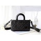 DIOR Small Lady D-Sire Bag Black Macrocannage Crinkled Calfskin