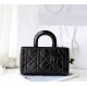 DIOR Small Lady D-Sire Bag Black Macrocannage Crinkled Calfskin