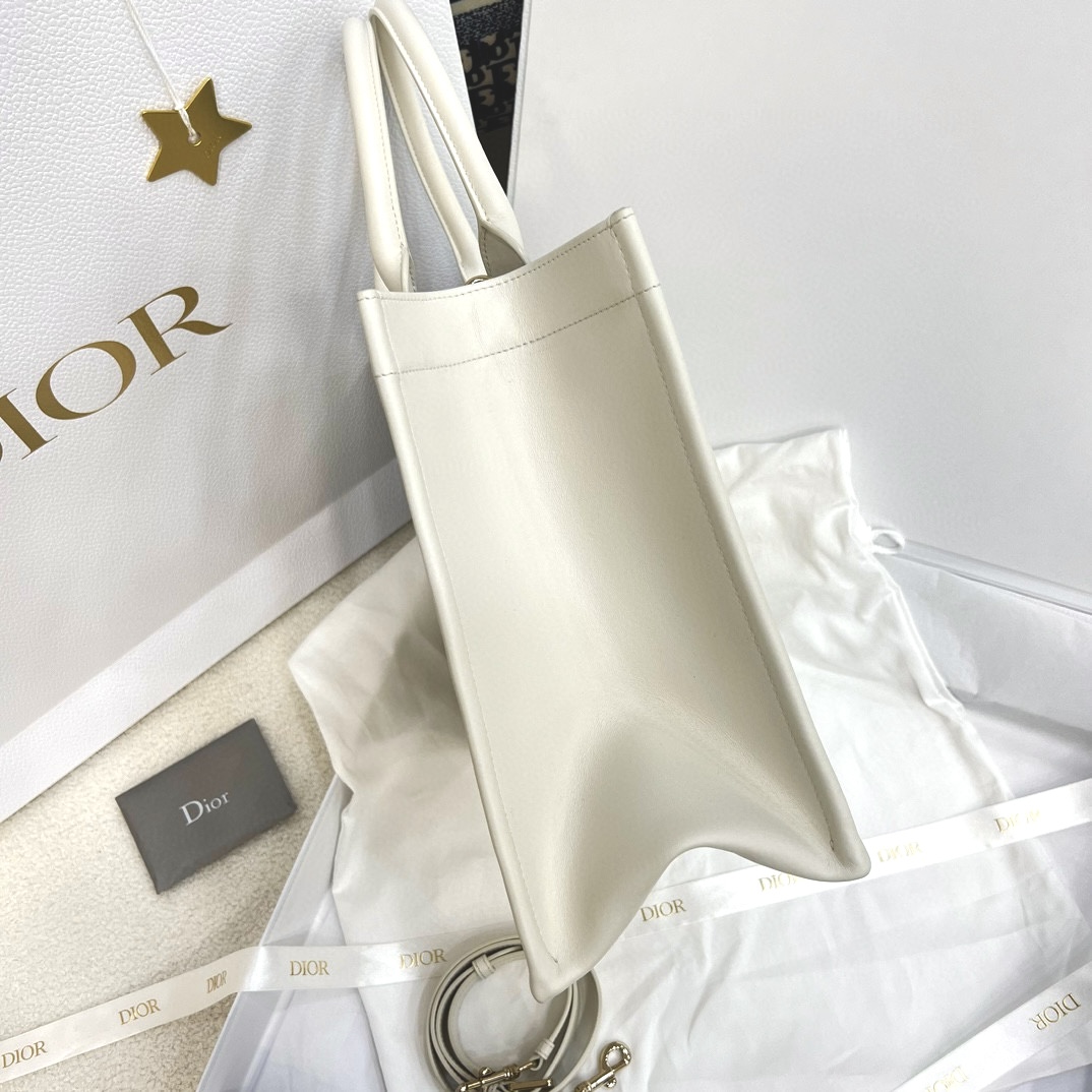 DIOR Medium Dior Book Tote Latte Macrocannage Calfskin with Gold Hardware