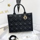 DIOR Medium Dior Book Tote Black Macrocannage Calfskin with Gold Hardware