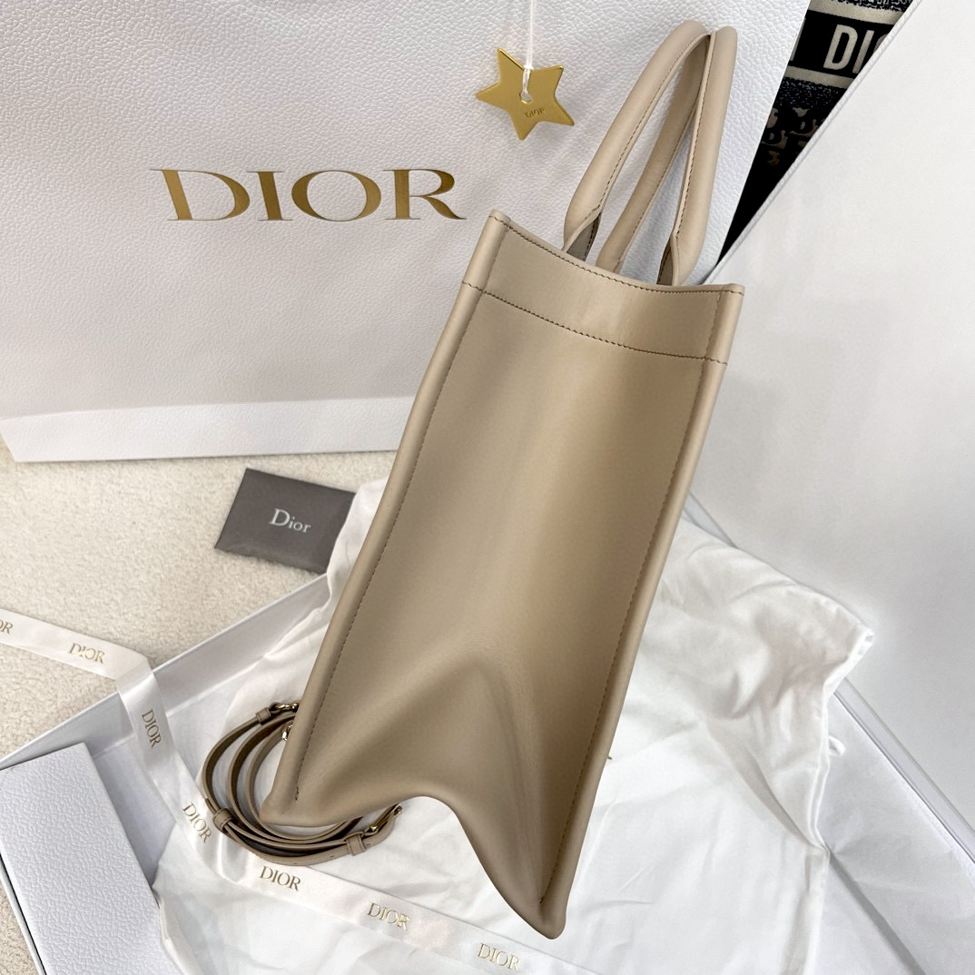 DIOR Medium Dior Book Tote Powder Beige Macrocannage Calfskin with Gold Hardware