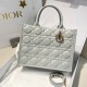 DIOR Medium Dior Book Tote Cloud Gray Macrocannage Calfskin with Gold Hardware