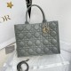 DIOR Medium Dior Book Tote Stone Gray Macrocannage Calfskin with Gold Hardware