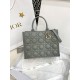 DIOR Medium Dior Book Tote Stone Gray Macrocannage Calfskin with Gold Hardware