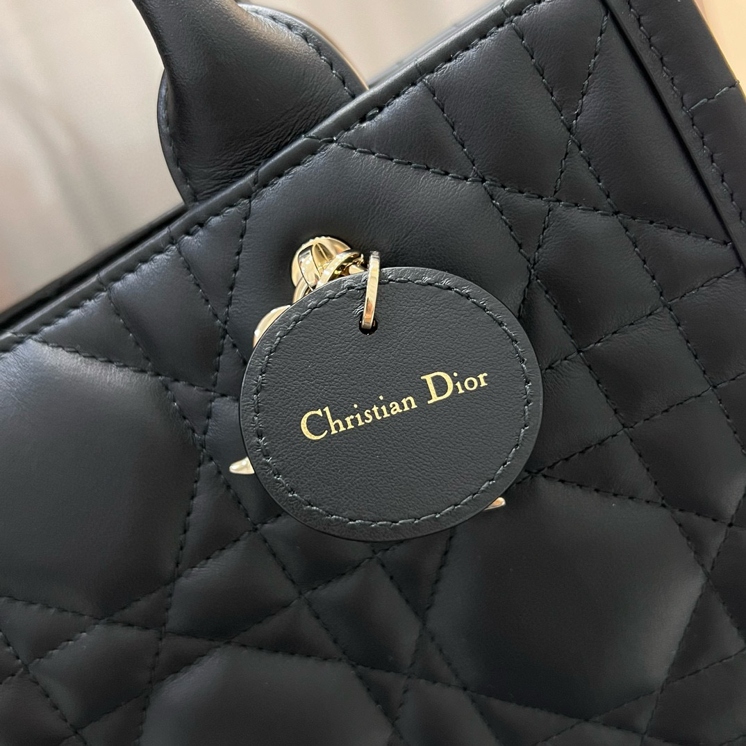 DIOR Small Dior Book Tote Black Macrocannage Calfskin with Gold Hardware