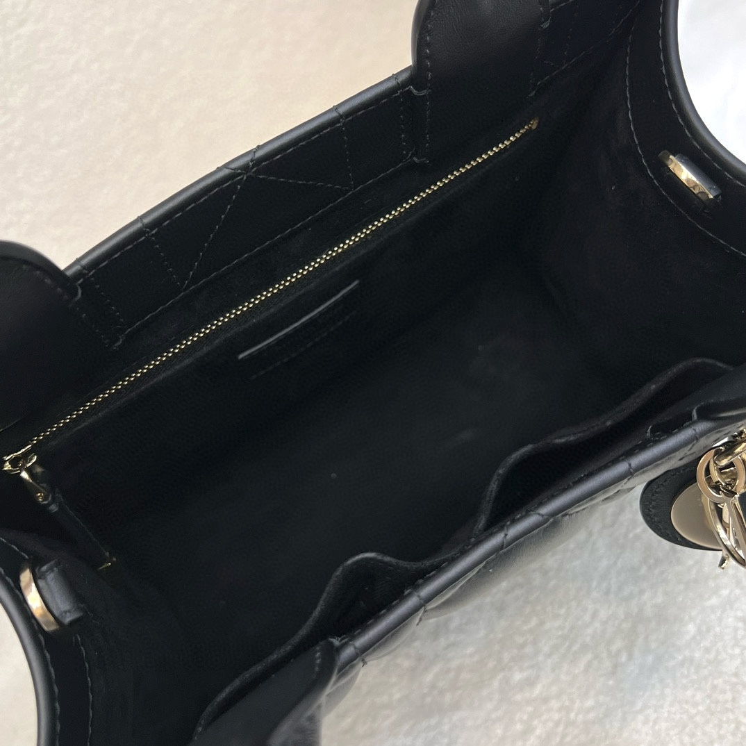 DIOR Small Dior Book Tote Black Macrocannage Calfskin with Gold Hardware