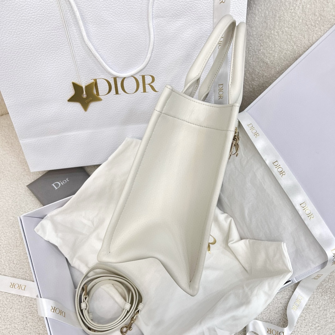 DIOR Small Dior Book Tote Latte Macrocannage Calfskin with Gold Hardware