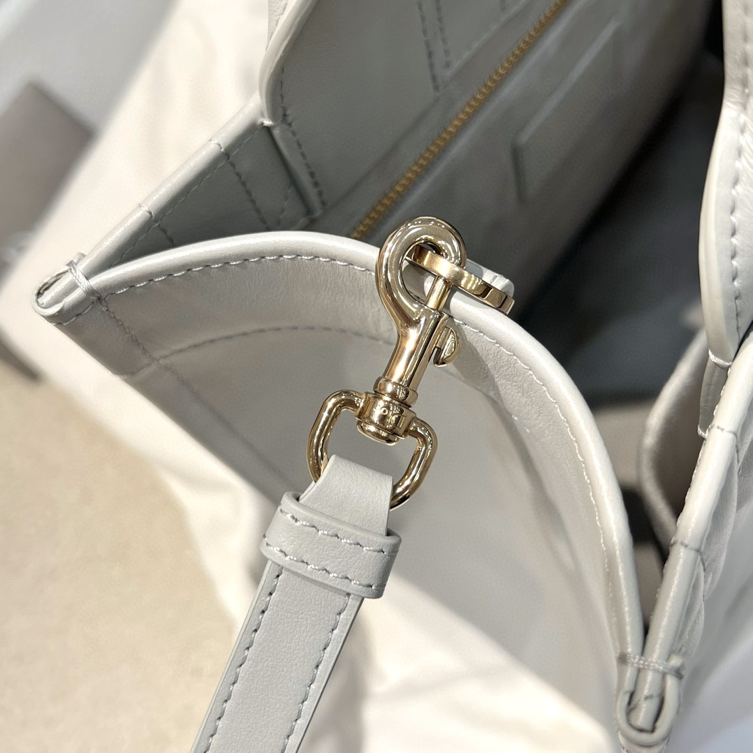 DIOR Small Dior Book Tote Cloud Gray Macrocannage Calfskin with Gold Hardware