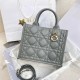 DIOR Small Dior Book Tote Stone Gray Macrocannage Calfskin with Gold Hardware