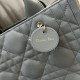 DIOR Small Dior Book Tote Stone Gray Macrocannage Calfskin with Gold Hardware