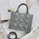 DIOR Small Dior Book Tote Stone Gray Macrocannage Calfskin with Gold Hardware