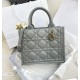 DIOR Small Dior Book Tote Stone Gray Macrocannage Calfskin with Gold Hardware